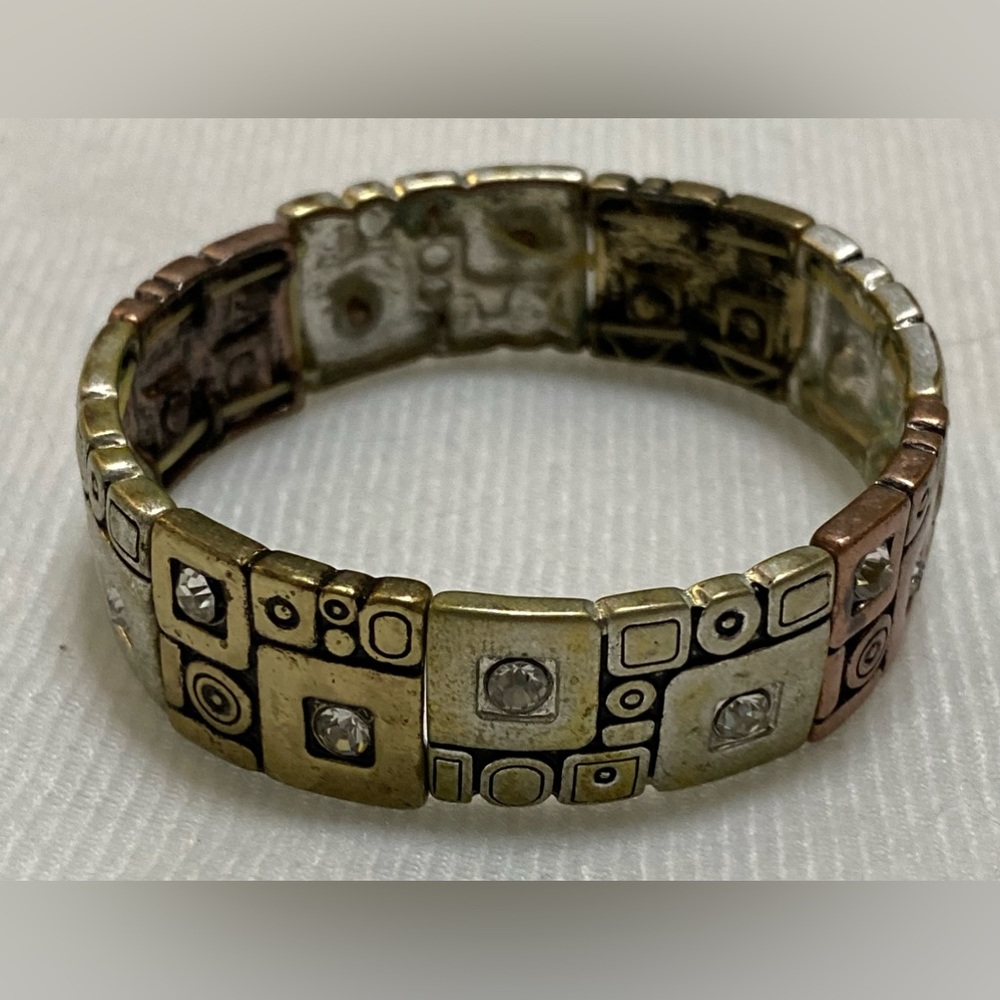 Geometric Gold ,Bronze and Silver Bracelet
